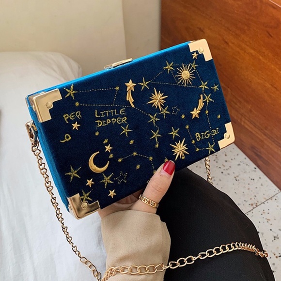 Modcloth Handbags - NWT Blue Velvet & Gold ⭐ Constellation ⭐ Purse